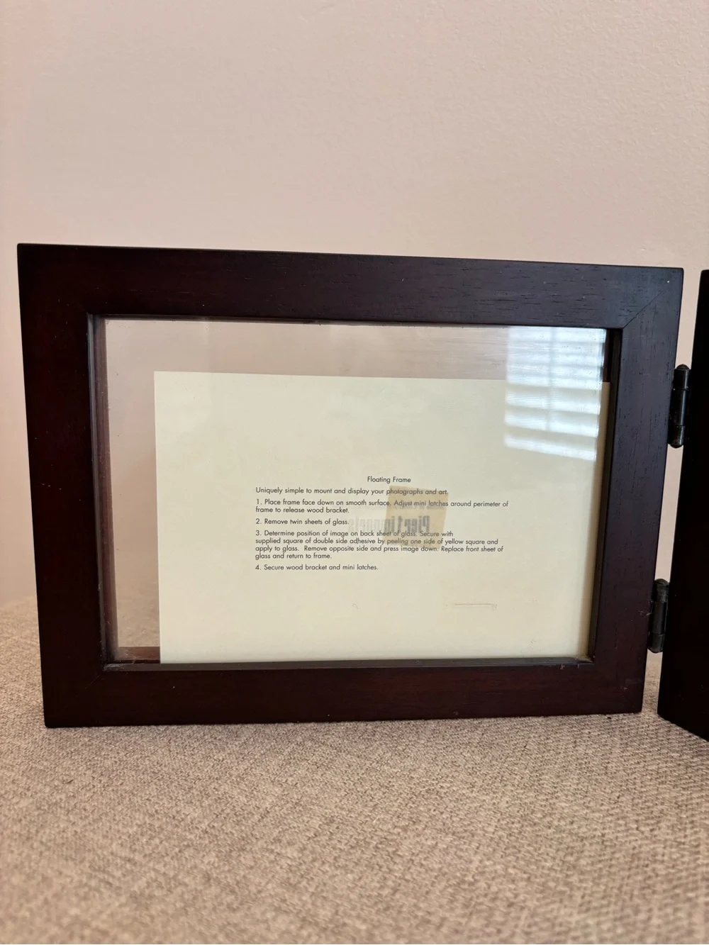 Pier 1 Imports Hinged Double Photo Frame Dark Wood 5x7” Inch New Without Box